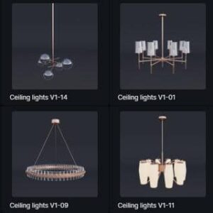 کتابخانه D5-مجموعه چراغ سقفی دکوراتیو-Ceiling Lights V1